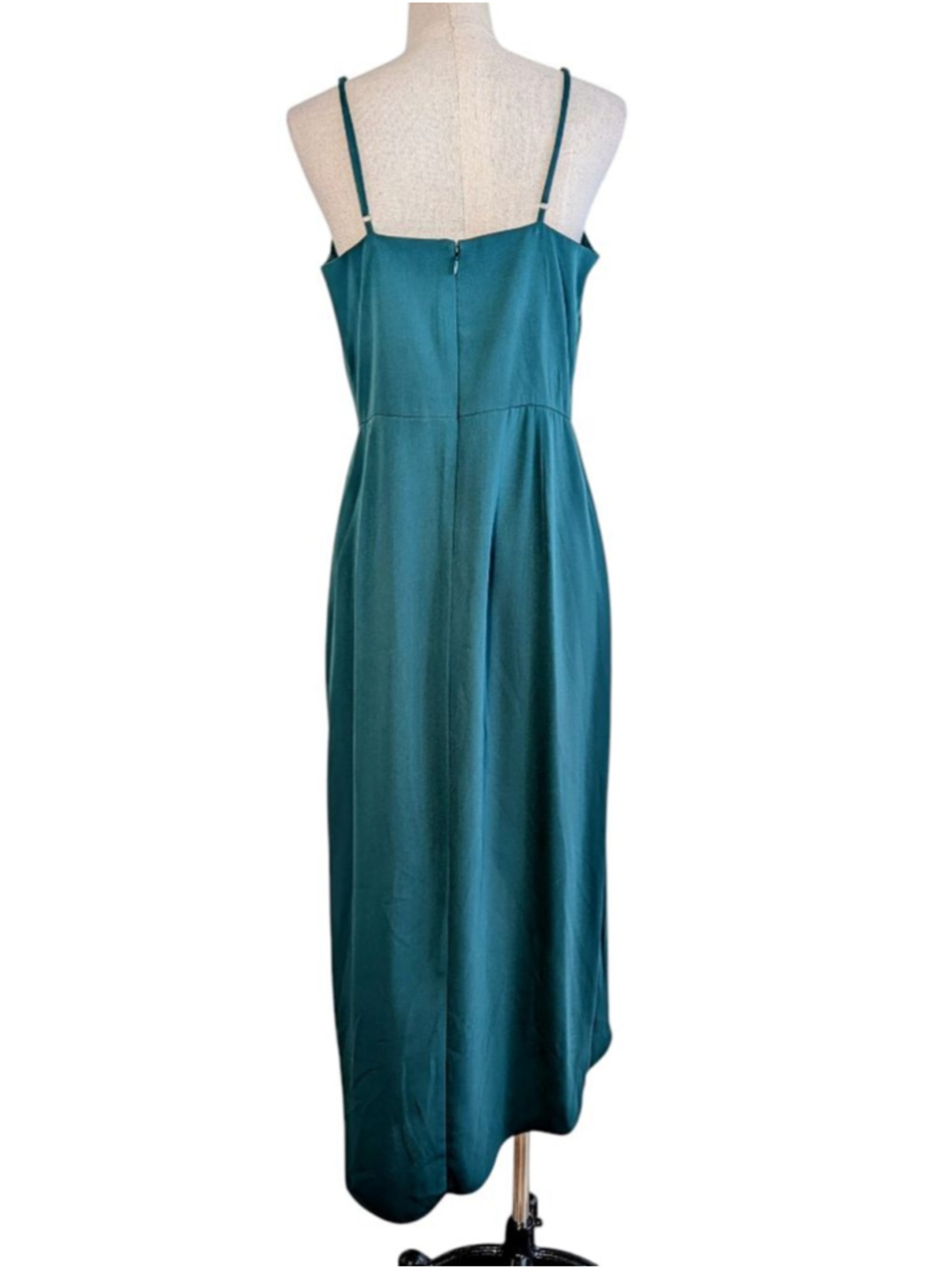 Gianni Bini Emerald Green Asymmetrical Ruffle Midi Dress Slip Strappy Size 8 - Picture 5 of 12